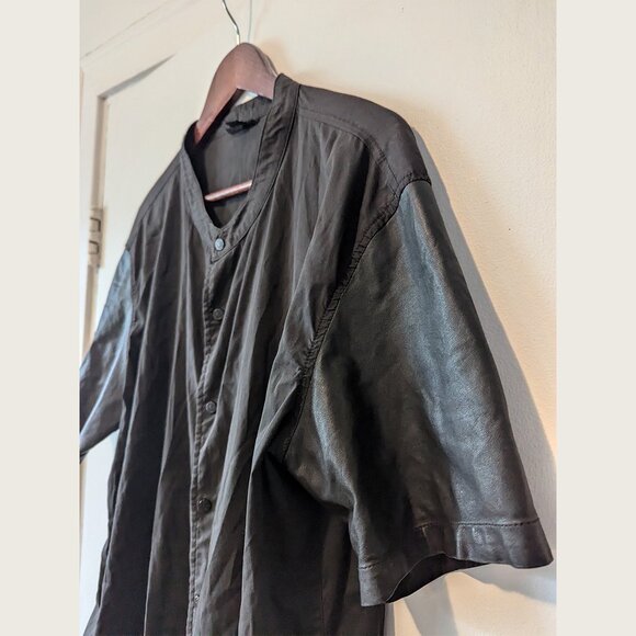RUDSAK - Leather sleeve black stretch shirt - Sz XL - Picture 2 of 6